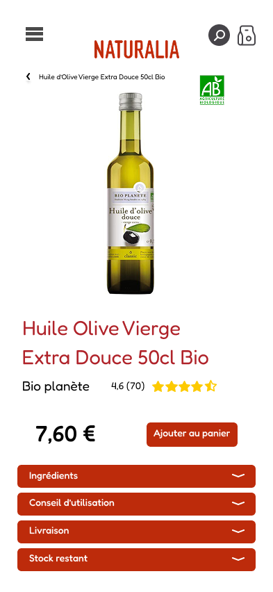 Page produit – proposition